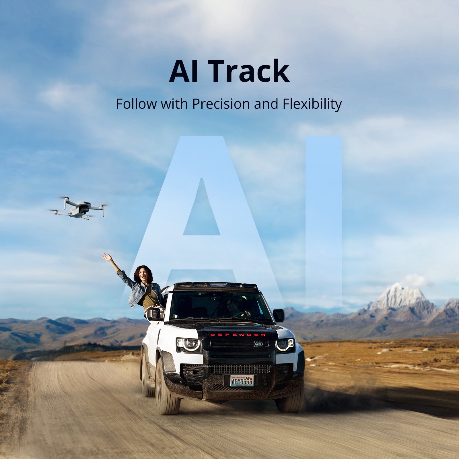 Potensic ATOM 2 AI tracking feature following a moving vehicle
